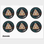 Poop Emoji Funny Birthday Party Hartelijk dank voo Ronde Sticker (Vel)