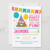Poop Emoji Funny Birthday Party Invitation Kaart (Voorkant)