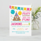Poop Emoji Funny Birthday Party Invitation Kaart (Staand voorkant)