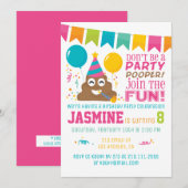 Poop Emoji Funny Birthday Party Invitation Kaart (Voorkant / Achterkant)