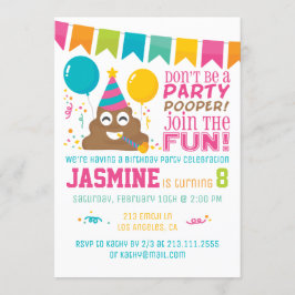 Poop Emoji Funny Birthday Party Invitation Kaart