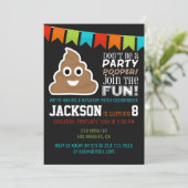 Poop Emoji Funny Boys Birthday Party Uitnodiging (Staand voorkant)