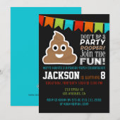 Poop Emoji Funny Boys Birthday Party Uitnodiging (Voorkant / Achterkant)