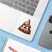 Poop Emoji Funny Sticker (Laptop met iPhone)