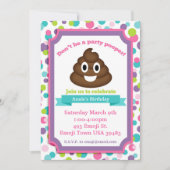 Poop Emoji Girl Verjaardag Uitnodiging (Voorkant)