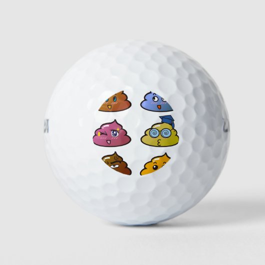 Poop, emoji, golf, ball ⛳ golfballen (Voorkant)