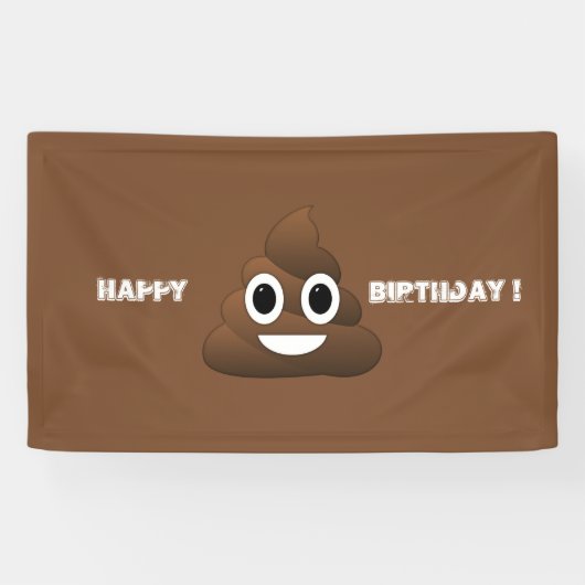 Poop Emoji Happy Birthday Banner (Horizontaal)