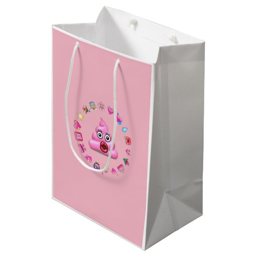 poop emoji medium cadeauzakje (Voorkant Gekanteld)