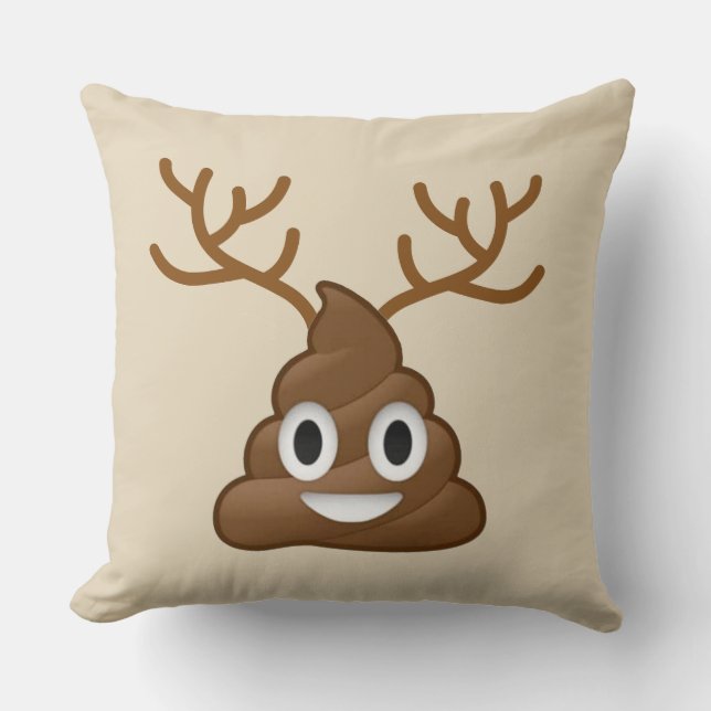 Poop Emoji met Antlers Kussen (Voorkant)