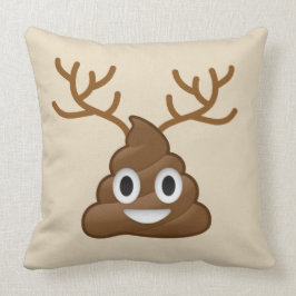 Poop Emoji met Antlers Kussen