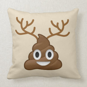 Poop Emoji met Antlers Kussen
