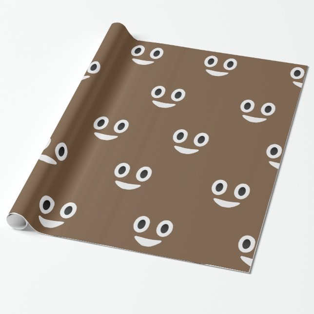 Poop emoji ogen en mondverpakkingspapier cadeaupapier (Uitgerold)