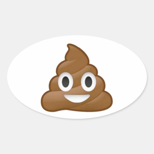 Poop emoji ovale sticker (Voorkant)