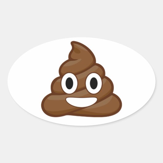 poop emoji ovale sticker (Voorkant)