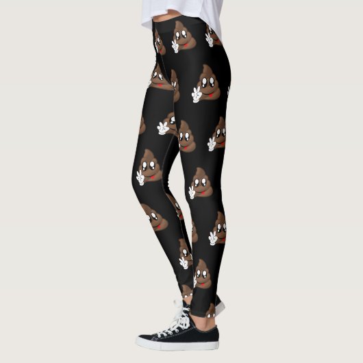 Poop Emoji Peace Sign Hands Leggings (Links)