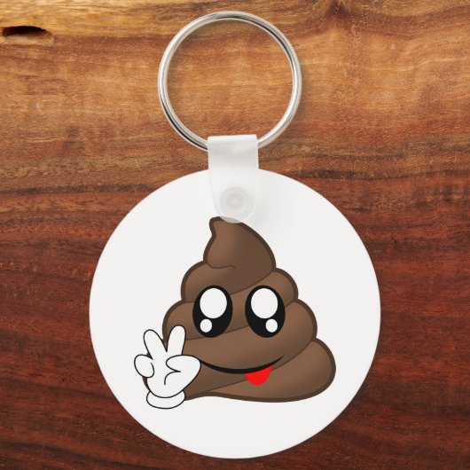 Poop Emoji Peace Sign Hands Sleutelhanger (Voorkant)
