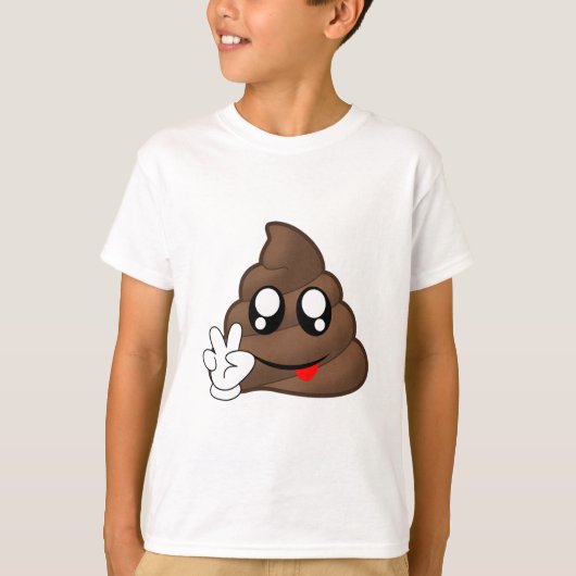 Poop Emoji Peace Sign Hands T-shirt (Voorkant)