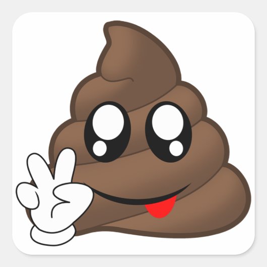 Poop Emoji Peace Sign Hands Vierkante Sticker (Voorkant)