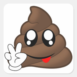 Poop Emoji Peace Sign Hands Vierkante Sticker