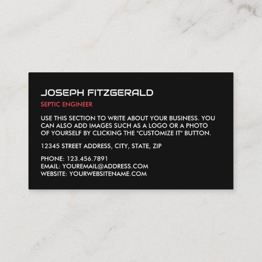 Poop Emoji, Septic Company, Septic Engineer Visitekaartje (Achterkant)