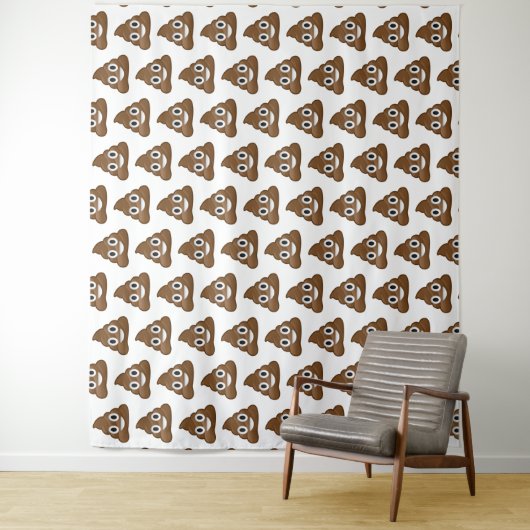 Poop emoji tapestry wandkleed (In situ)