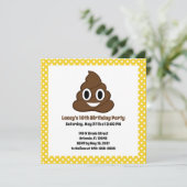 Poop Emoji Verjaardag Uitnodiging (Staand voorkant)