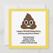 Poop Emoji Verjaardag Uitnodiging (Voorkant)