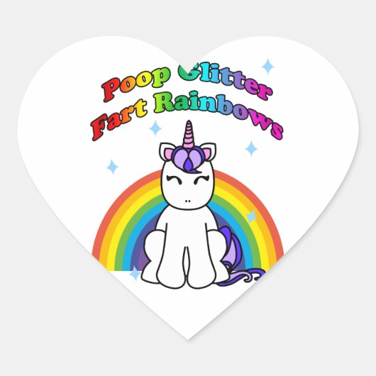 Poop Glitter Fart Rainbows Hart Sticker (Voorkant)