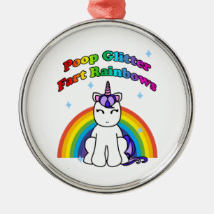 Poop Glitter Fart Rainbows Metalen Ornament