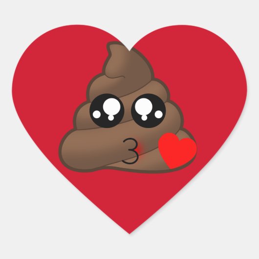 Poop Heart Love Emoji Hart Sticker (Voorkant)