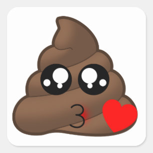 Poop Heart Love Emoji Vierkante Sticker