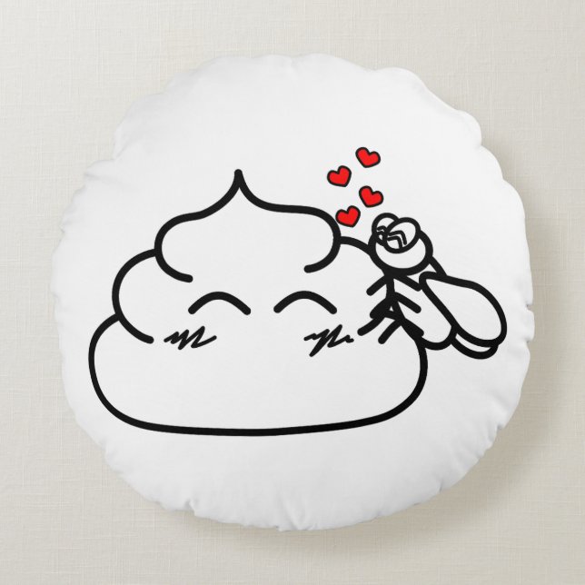 Poop in Love - Brootsch the PooPoo Rond Kussen (Voorkant)