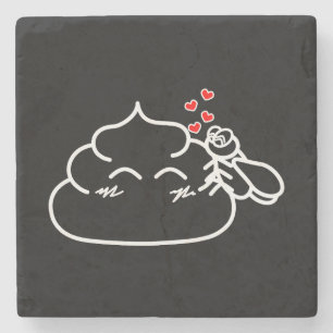 Poop in Love - Brootsch the PooPoo Stenen Onderzetter