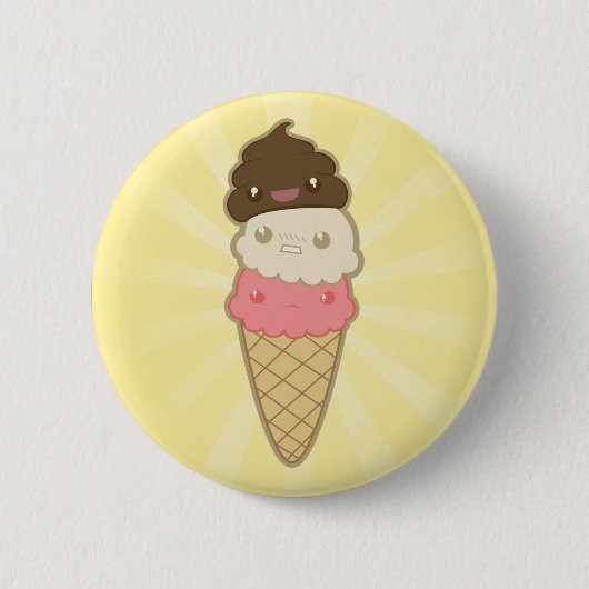 Poop on Ice Cream Ronde Button 5,7 Cm (Voorkant)