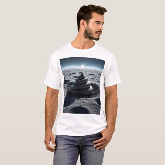 poop on the moon t-shirt (Voorkant volledig)