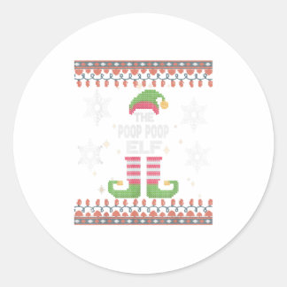 Poop Poop Elf Ugly Kerstmis Ronde Sticker