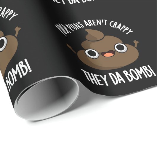Poop Puns Ze Da Bomb Funny Poo Pun Dark BG Cadeaupapier (Rol Hoek)