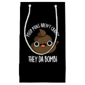 Poop Puns Ze Da Bomb Funny Poo Pun Dark BG Klein Cadeauzakje (Voorkant)