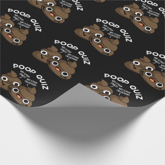 Poop Quiz Funny Poo Pun Dark BG Cadeaupapier (Hoek)