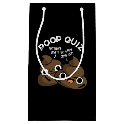 Poop Quiz Funny Poo Pun Dark BG Klein Cadeauzakje (Voorkant)