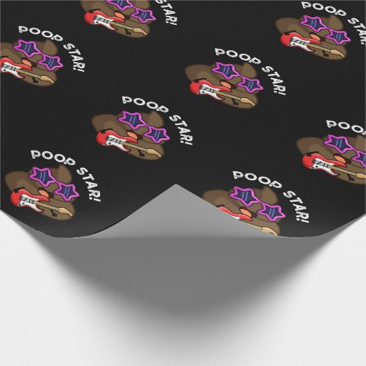 Poop Star Funny Pop Star Pun Dark BG Cadeaupapier (Hoek)