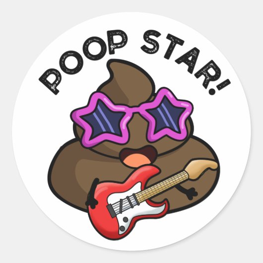 Poop Star Funny Pop Star Pun Ronde Sticker (Voorkant)