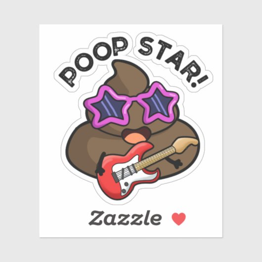 Poop Star Funny Pop Star Pun Sticker (Vel)