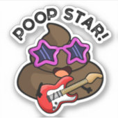 Poop Star Funny Pop Star Pun Sticker (Voorkant)