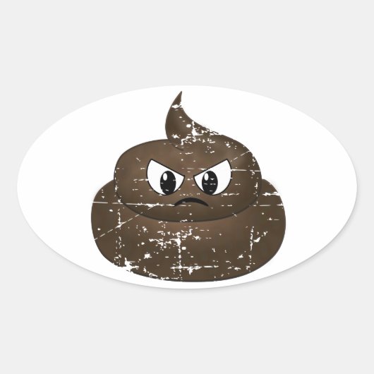 Poop voor de Cartoon van de benedenverdieping Ovale Sticker (Voorkant)
