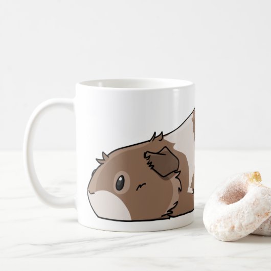 Pooped Pig Cute Brown & Cream Guinee Pig Koffiemok (Met donut)