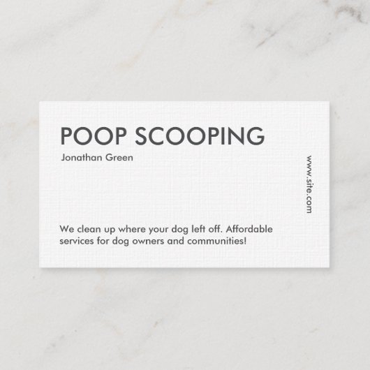 Pooper Scooper Visitekaartje (Achterkant)