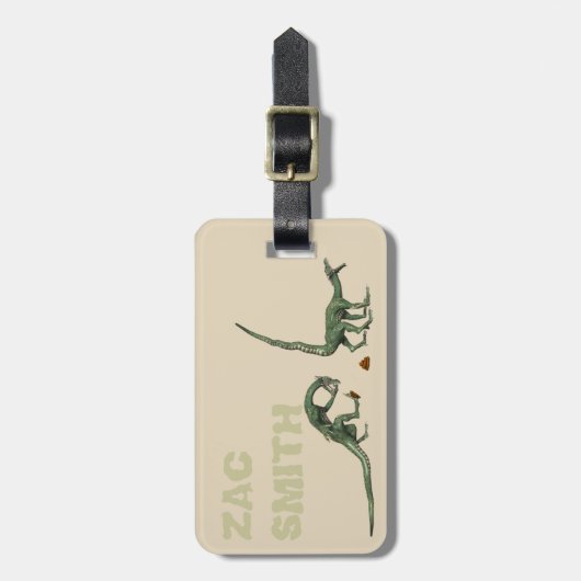 Pooping Dinosaurs Personnalized Bagagelabel (Voorkant verticaal)
