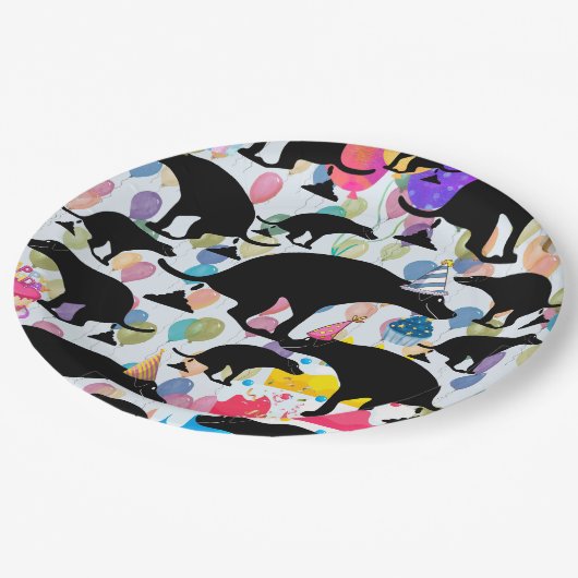 Pooping Dog Verjaardagsfeestje Papieren Bordje (Gekanteld)