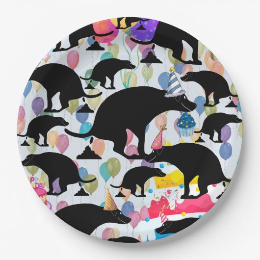 Pooping Dog Verjaardagsfeestje Papieren Bordje (Voorkant)